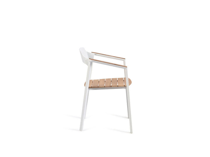 Chaise de jardin Icon en aluminium blanc et teck 